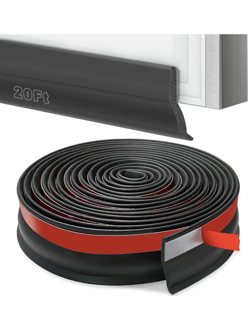 Weatherproof Garage Door Bottom Seal Strip - 20ft Rubber Threshold Seal for